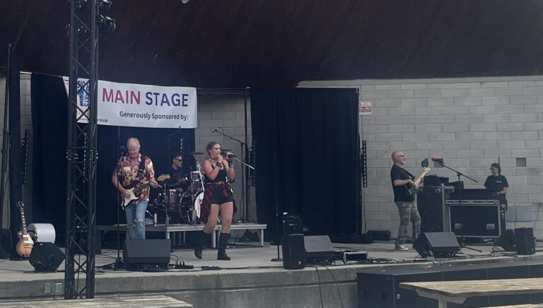 The band Crush performs on the Main Stage at Pinafore Park during the Railway City Music and Arts Festival